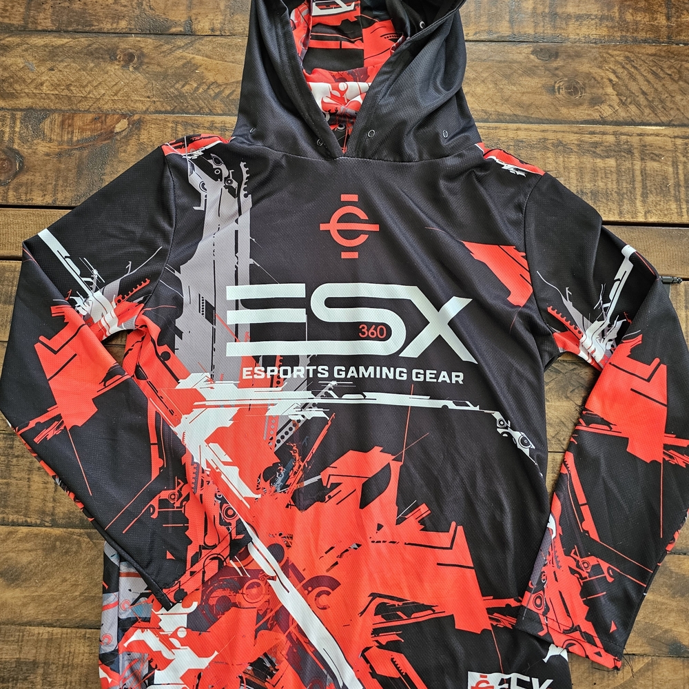 Boys Black and Red ESX 360 Lightweight Gaming Hoodie With Detachable Mask